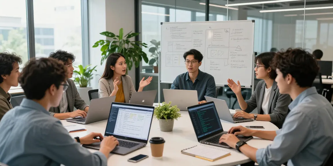 Team collaboration at https://miraviglp.com showcasing innovative software solutions in a modern office.
