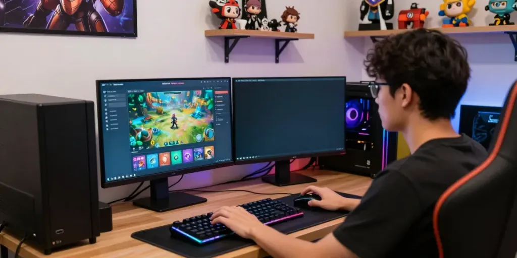 Engaging Singatoto online gaming atmosphere with vibrant graphics and cozy setup.