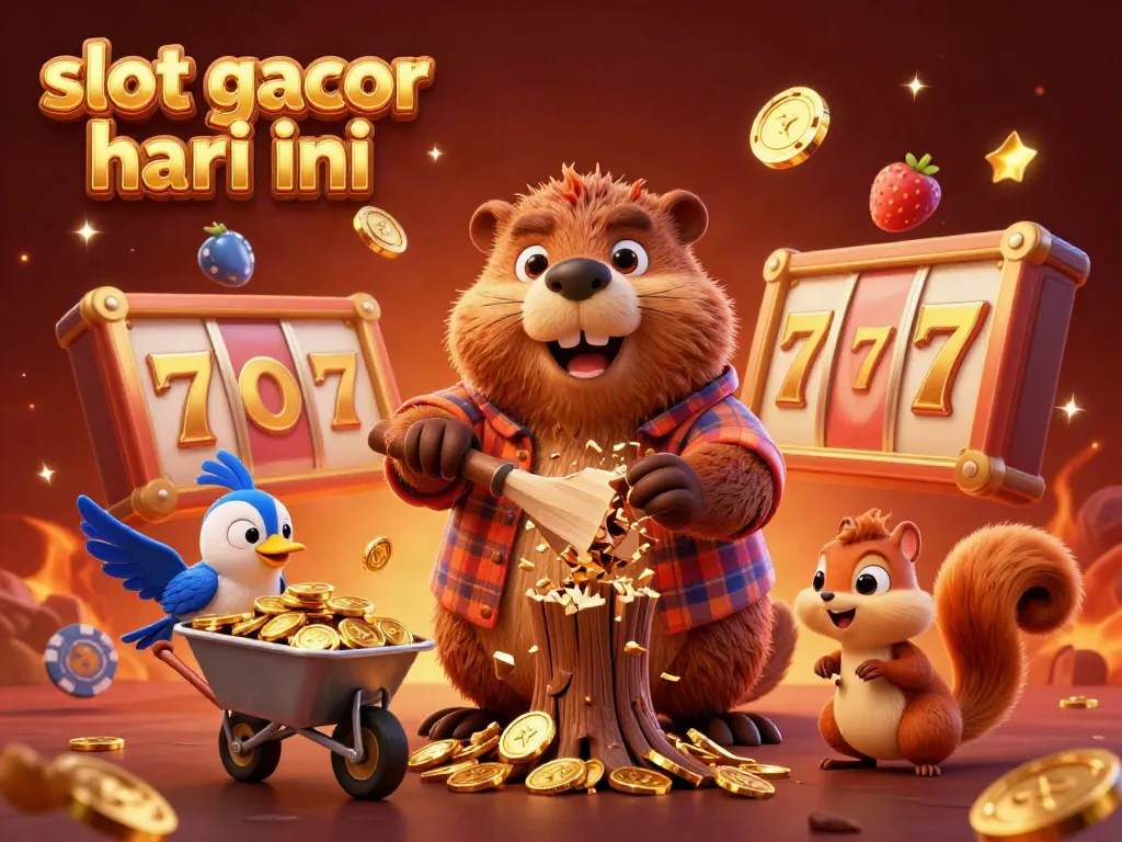 Experience thrilling gameplay with slot gacor hari ini as a cartoon cast plays amidst golden coins and vibrant casino elements.