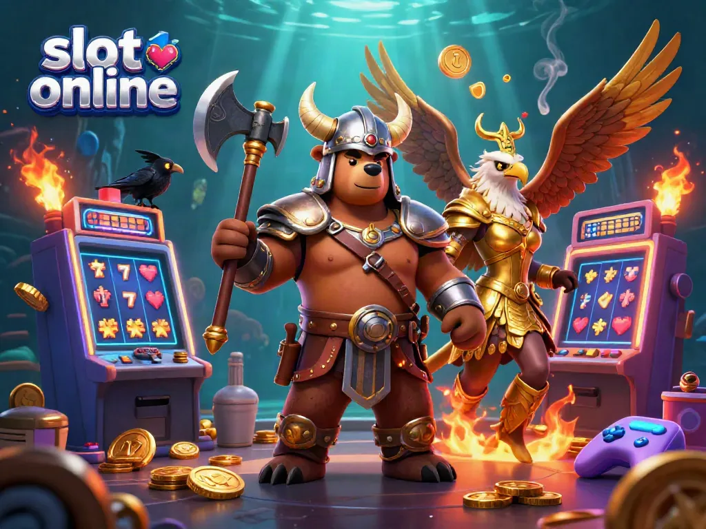 Spin the reels in an exciting slot online scene featuring interactive characters and vibrant gaming elements.