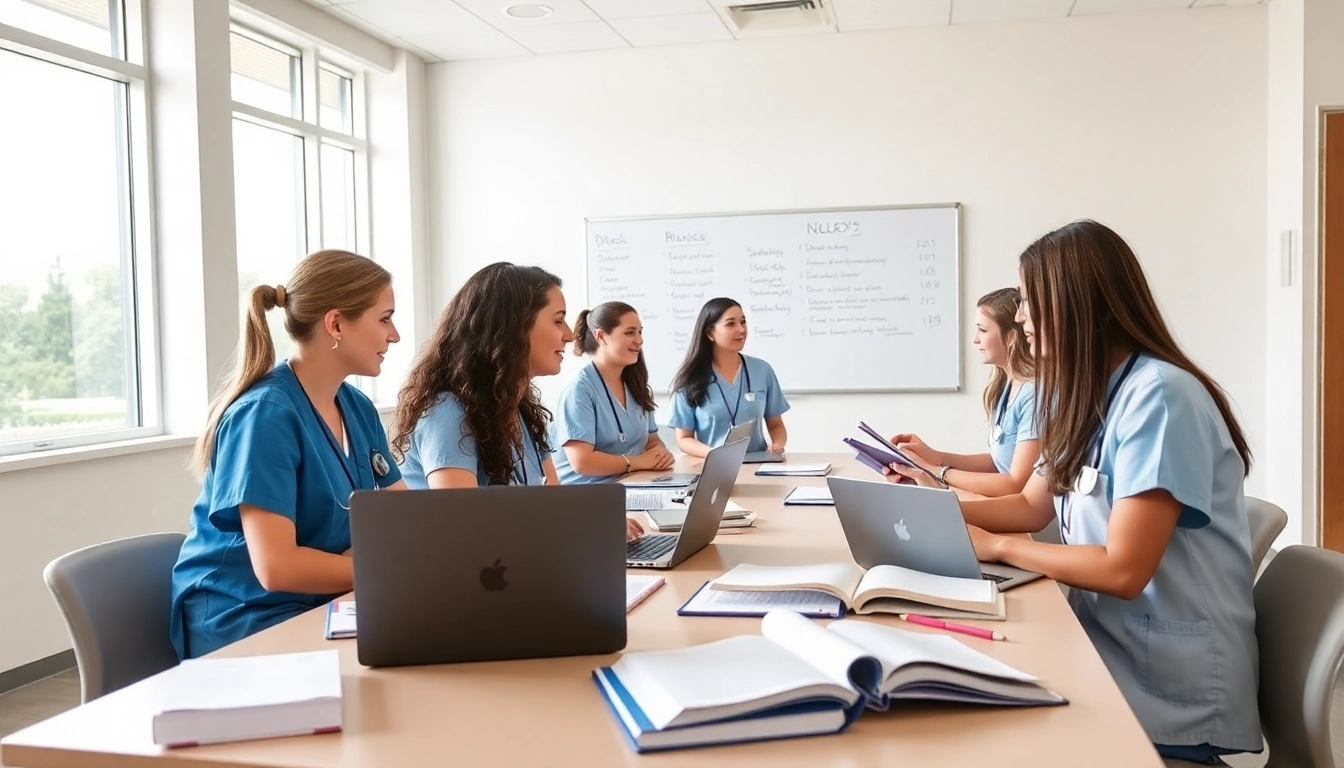 Students participating in an in person Nclex review in Houston, actively studying and collaborating.