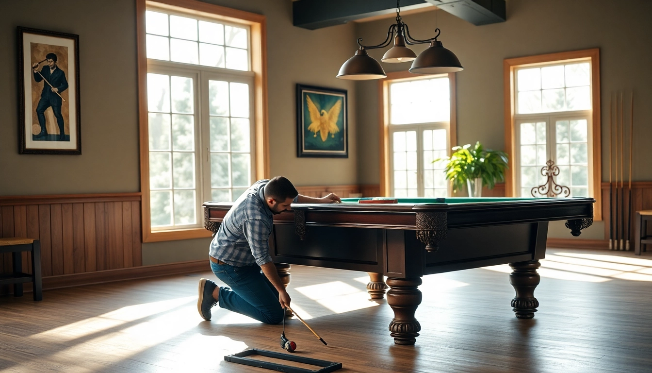 Enhance your pool table locating service with expert precision in a vibrant game room.