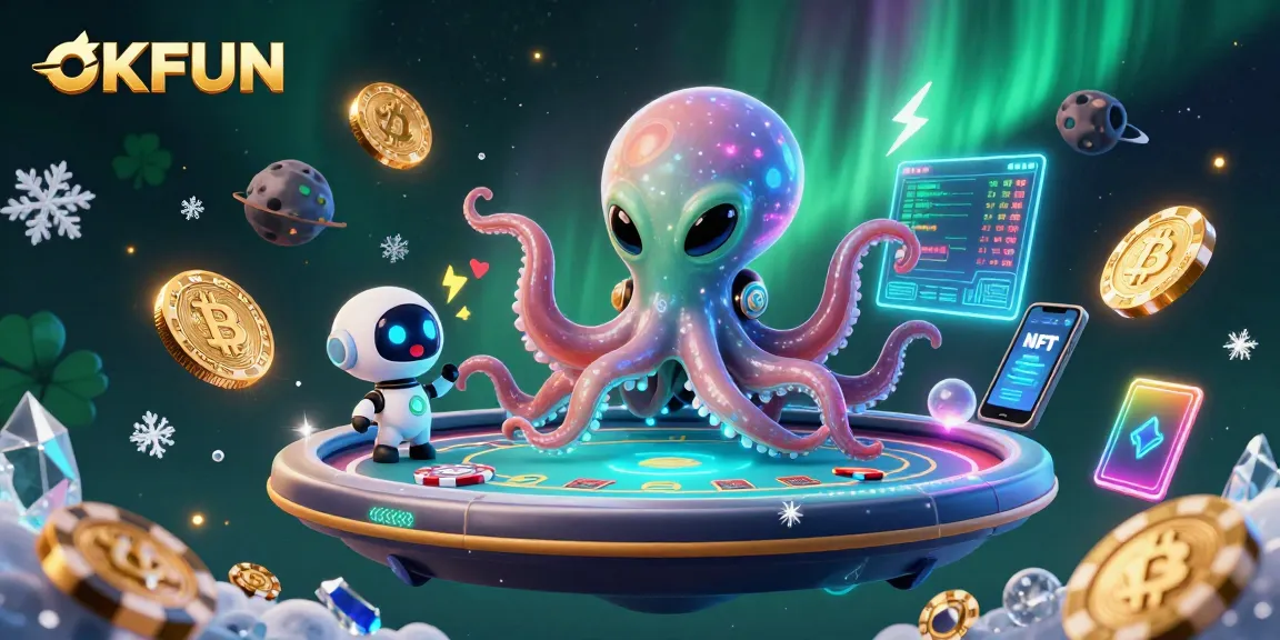 Experience thrilling gameplay at OKFUN with a holographic poker table operated by an alien octopus.