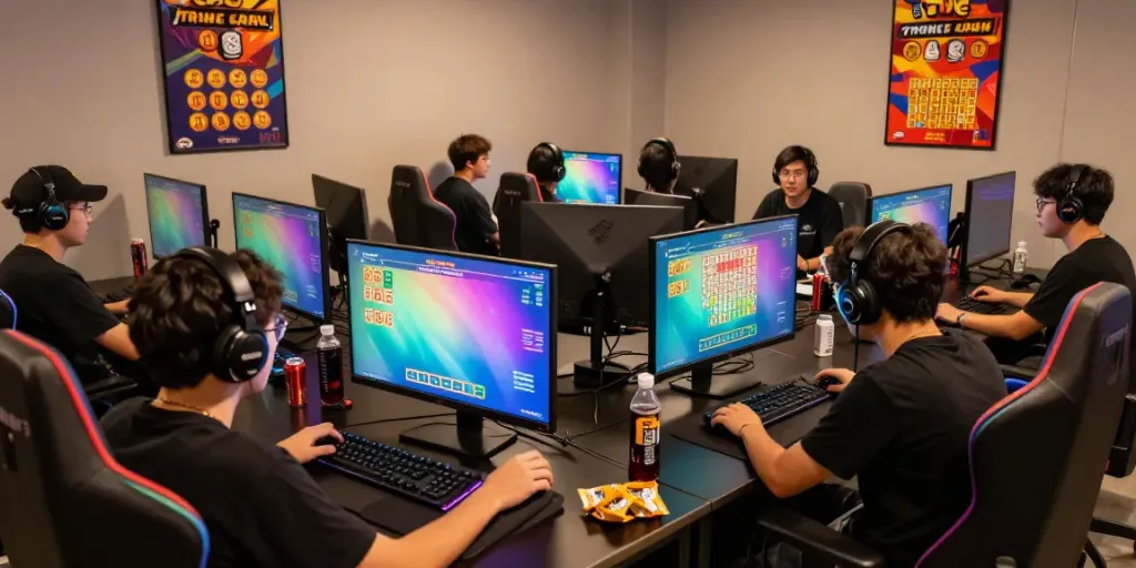 Engaging group playing lottery games online, featuring harga toto promotions.