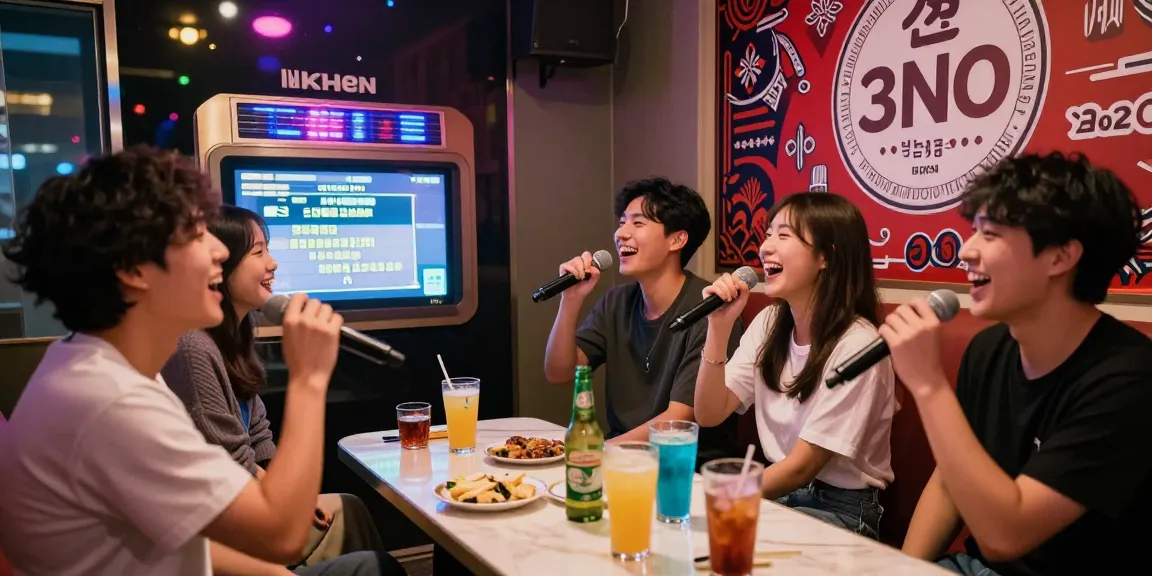 인천쓰리노에서 친구들이 함께 노래하며 즐거운 시간을 보내고 있는 모습