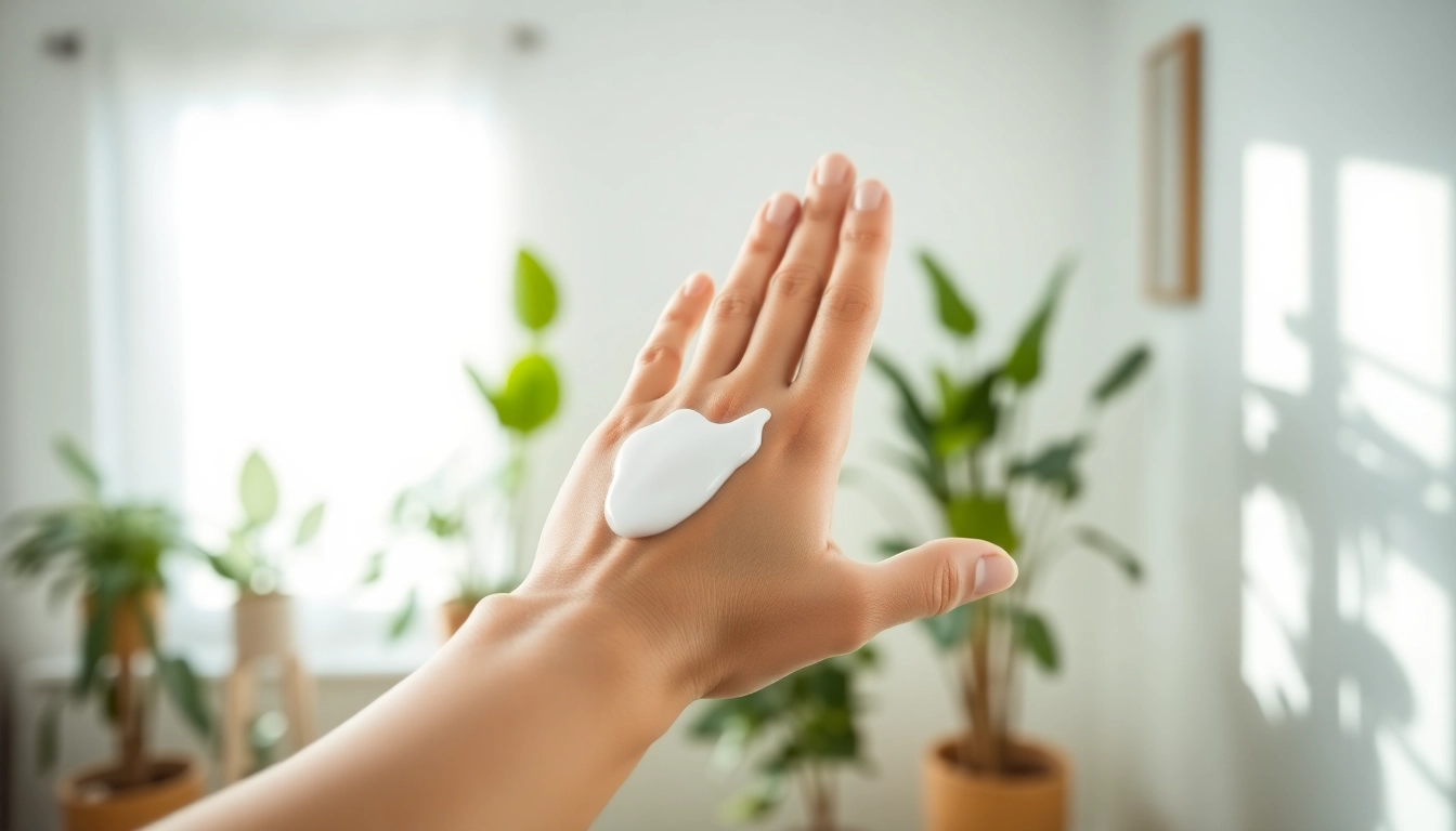Applying dmso gel for humans on skin for pain relief in a serene setting