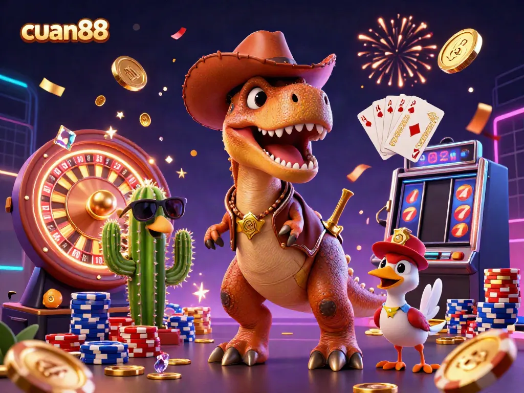 Experience the thrilling world of cuan88 with vibrant characters and casino elements in a dynamic scene.
