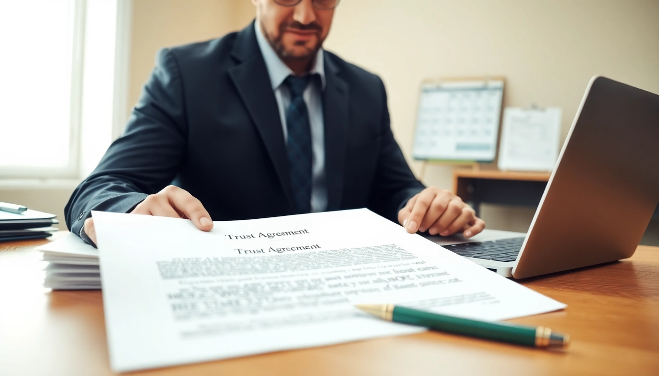 Expert reviewing documents for Estate Planning in a professional office setting.