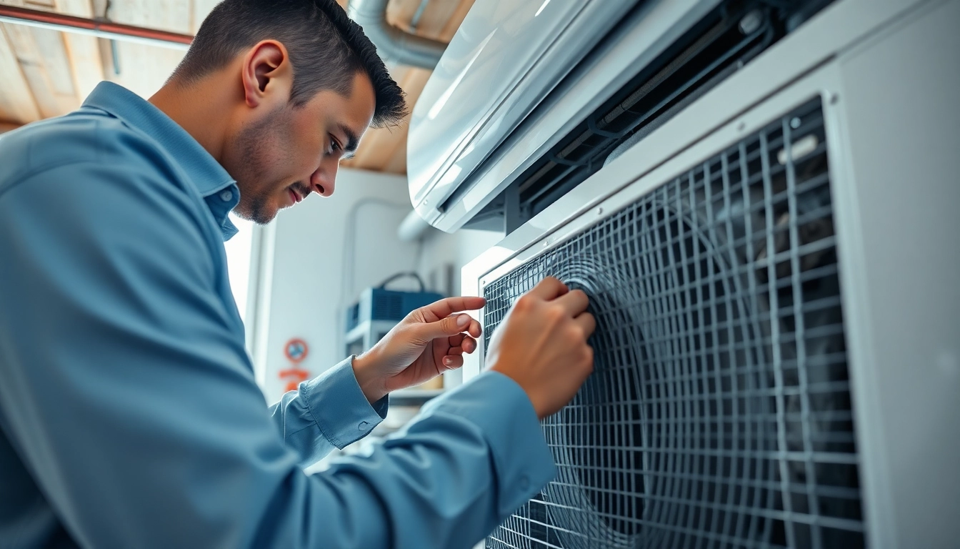 Showcasing hvac repair Waccabuc by a professional working on an air conditioning unit.