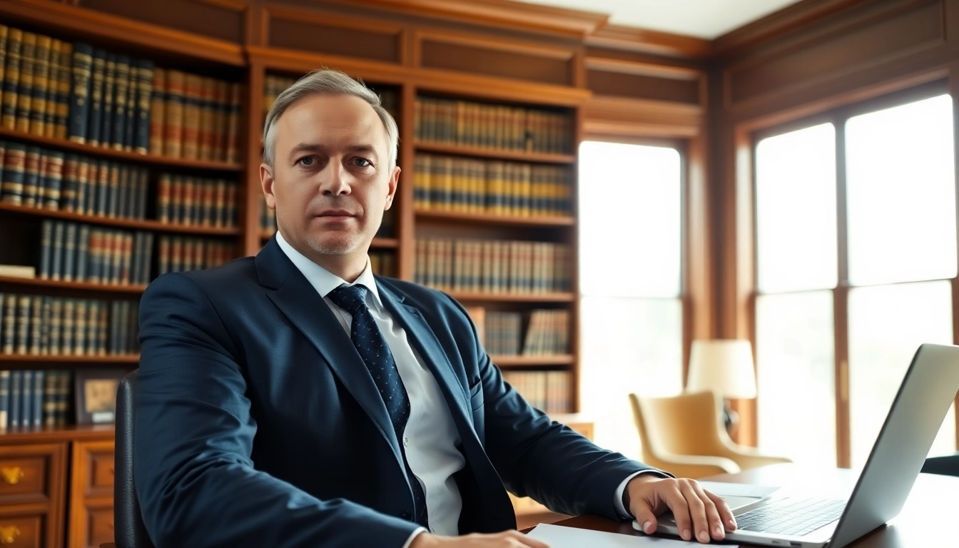 Consult a trusted Stuart Family Lawyer in a refined office environment with legal books and papers.