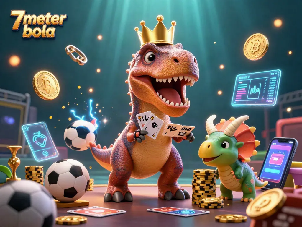 Experience the excitement of betting on 7meter bola with this vibrant and dynamic illustration showcasing sports elements and crypto.