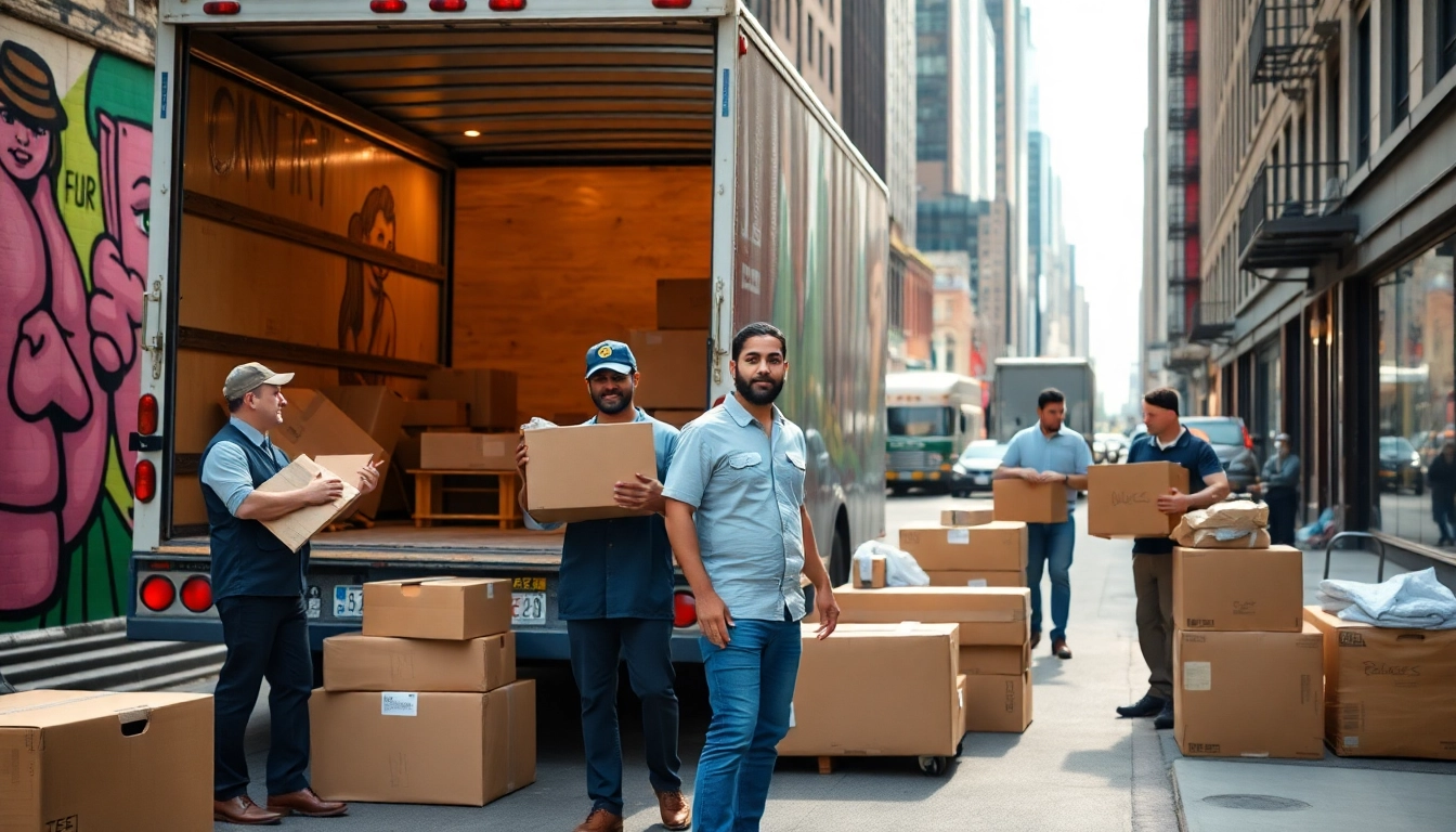 Packers and movers new York team efficiently organizing a move in bustling NYC.