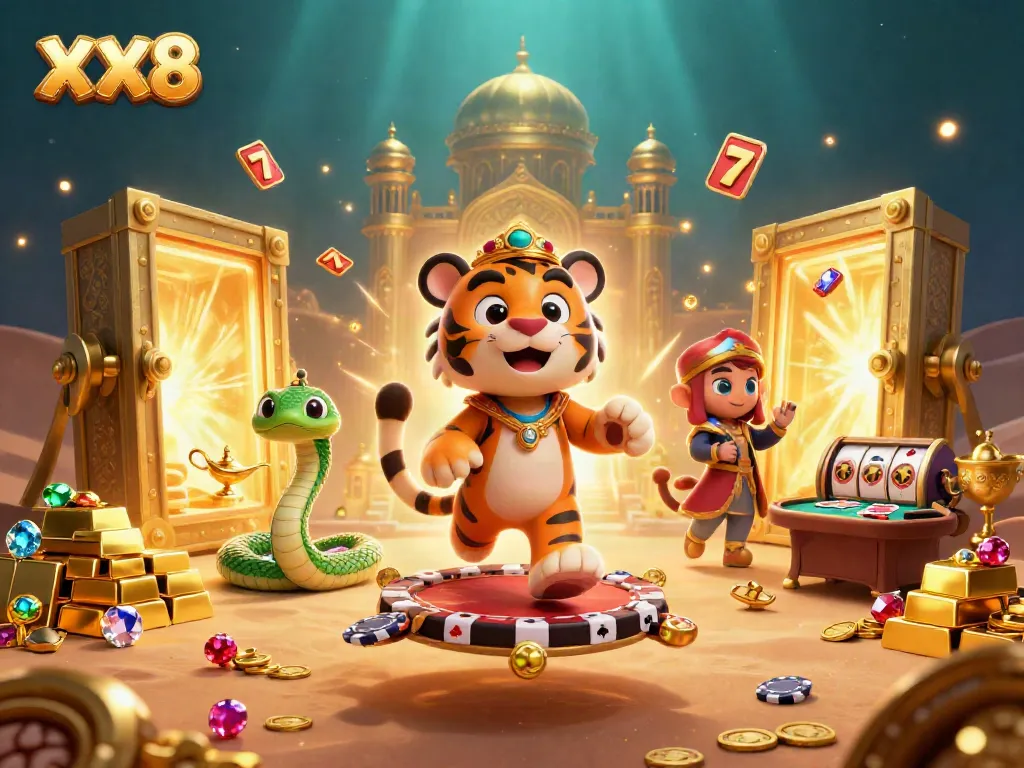 Spin the reels of XX8 while experiencing a thrilling Arabian Nights-themed casino adventure with vibrant treasures.