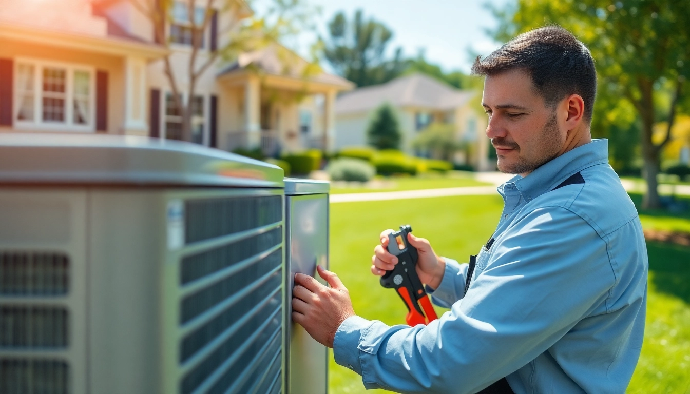 AC repair Bedford NY: skilled technician servicing air conditioning unit in residential setting.