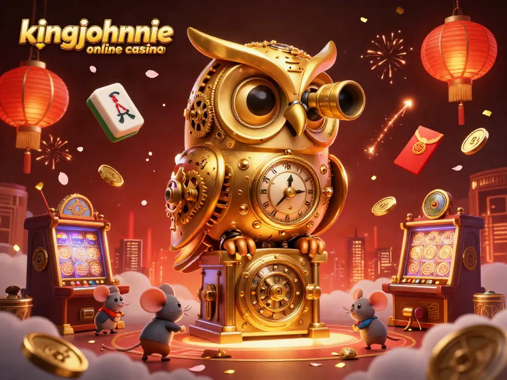 Experience the excitement of kingjohnnie online casino with a colorful 3D illustration full of lively gaming elements.
