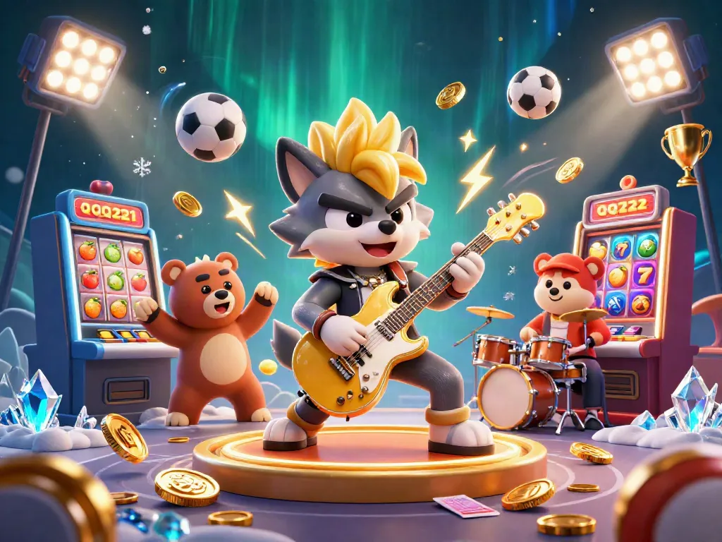 Experience the thrill of QQ1221 slots with dynamic action and engaging characters in vibrant casino artwork.