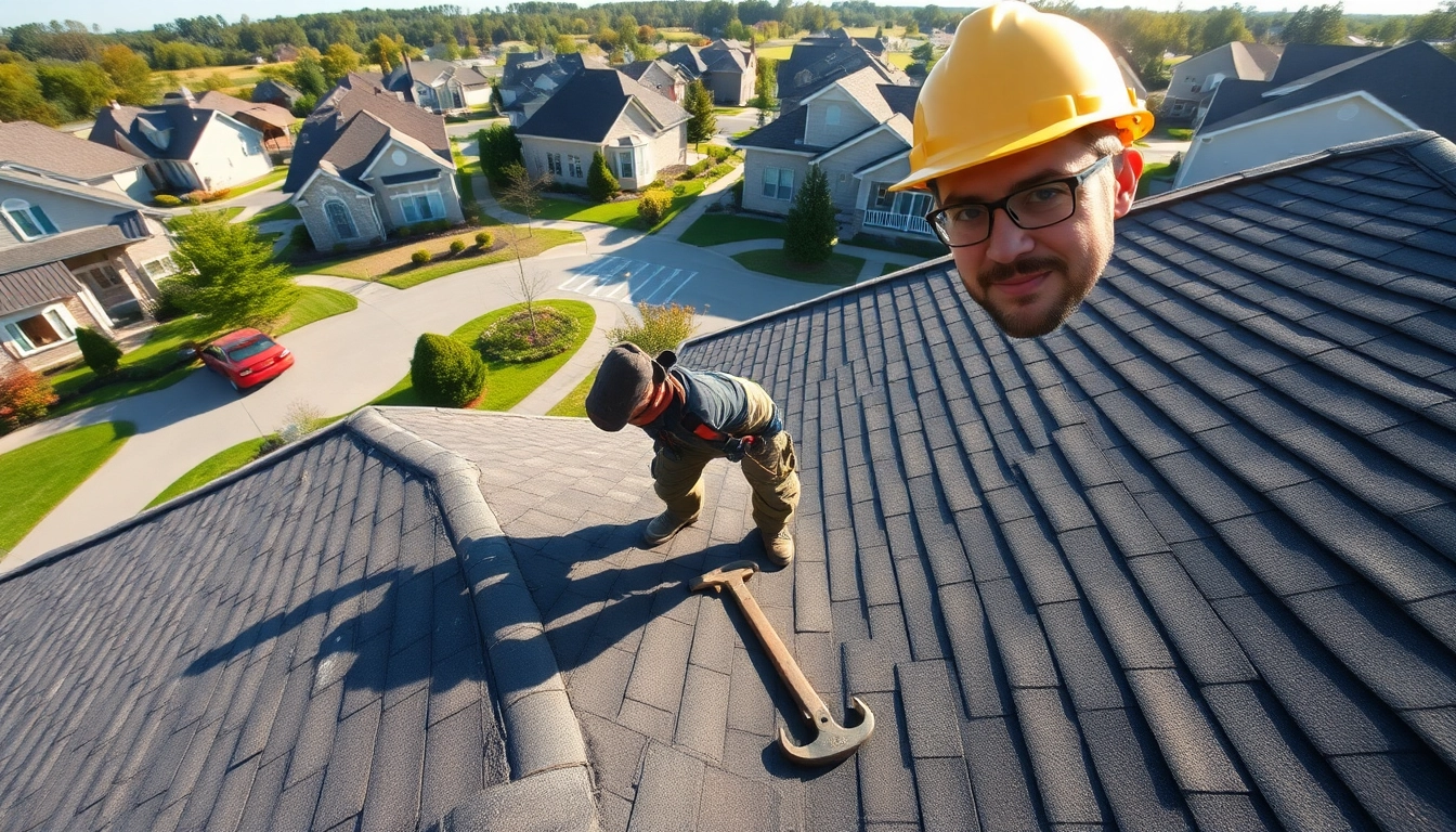 Twinsburg roofing contractor inspecting a freshly installed roof, highlighting quality service and craftsmanship.